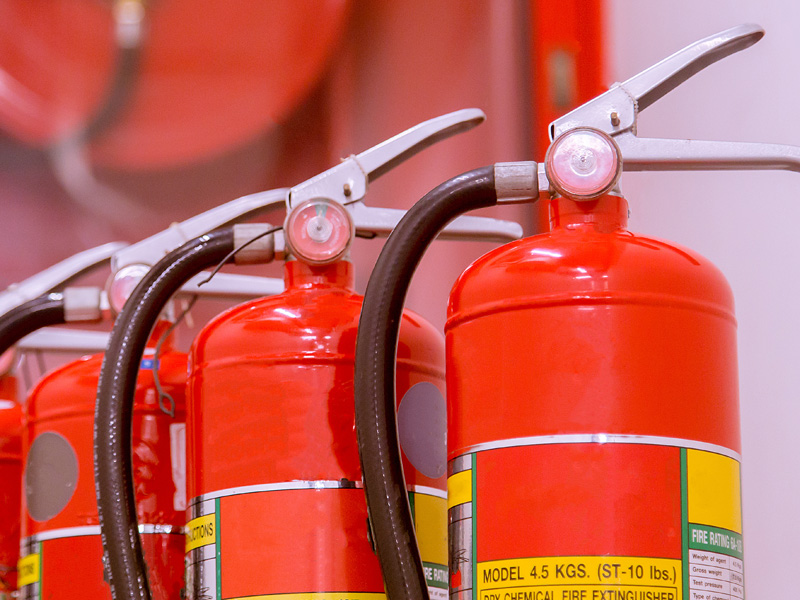 Fire Extinguishers Lined Up